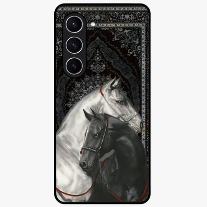 Majestic Ride Legacy Glass Case showing flat back view with powerful automotive inspired artwork and glossy glass finish.