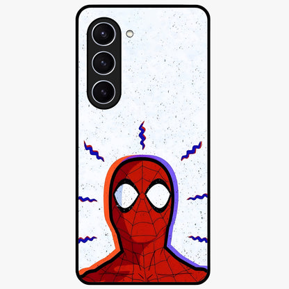 Omg Spiderman Glass Case showing flat back view with bold superhero inspired artwork and glossy glass finish.
