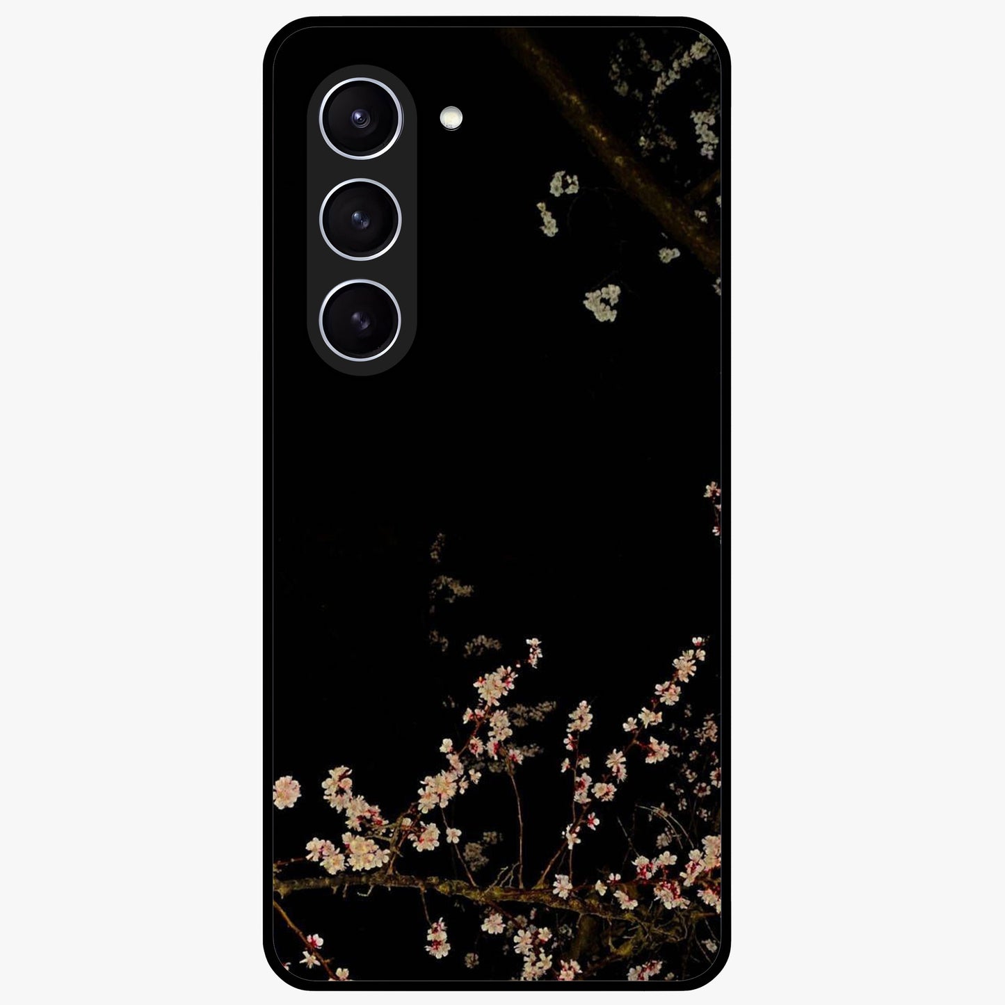 Petal Moon Light With Custom Name Glass Case showing flat back view with floral moonlight artwork and personalized name design.