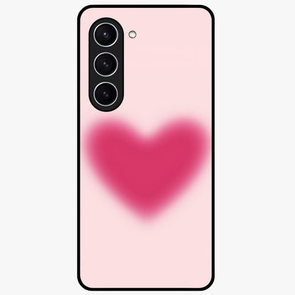 Pink Aura Heart Glass Case showing flat back view with glowing heart artwork and glossy glass finish.