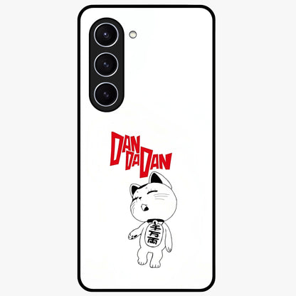 Playful Spirit Charm Glass Case showing flat back view with cheerful charm themed artwork and glossy glass finish.