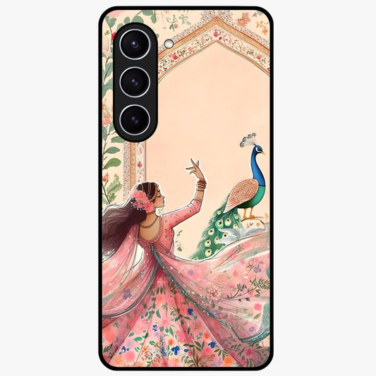 Royal Grace Muse Glass Case showing flat back view with elegant artistic artwork and glossy glass finish.