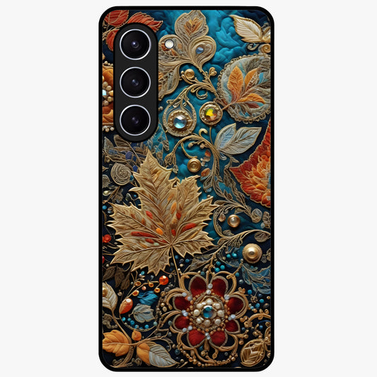 Royal Jewel Garden Glass Case showing flat back view with decorative floral garden artwork and glossy glass finish.