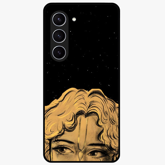 Shri Krishna Art Glass Case showing flat back view with devotional Krishna artwork and glossy glass finish.