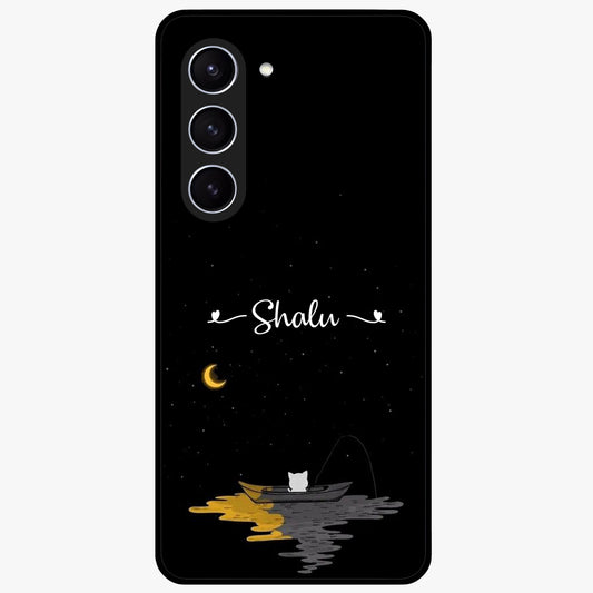 Silent Night Row Glass Case showing flat back view with calm night themed artwork and glossy glass finish.