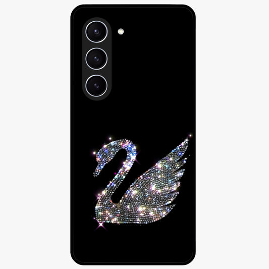 Starlit Swan Grace Glass Case showing flat back view with graceful swan artwork under starry sky and glossy glass finish.