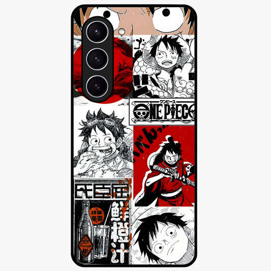Strawhat Chaos Panels Glass Case showing flat back view with anime inspired chaos panel artwork and glossy glass finish.