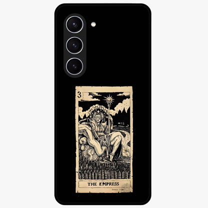 The Empress Glass Case showing flat back view with regal feminine artwork and glossy glass finish.