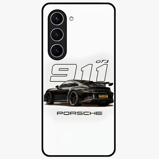 Turbo Legacy Icon Glass Case showing flat back view with iconic sports car inspired artwork and glossy glass finish.