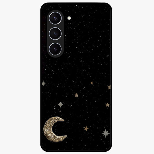 Twinkle Star With Half Moon Glass Case showing flat back view with star and half moon artwork and glossy glass finish.