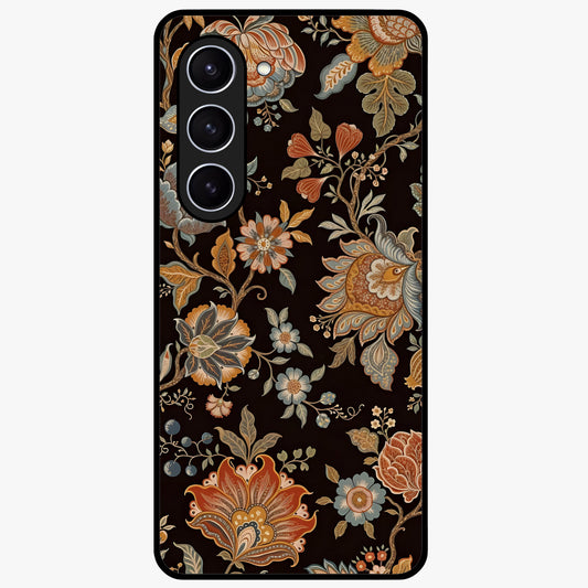 Vintage Floral Dream Glass Case showing flat back view with classic floral artwork and glossy glass finish.