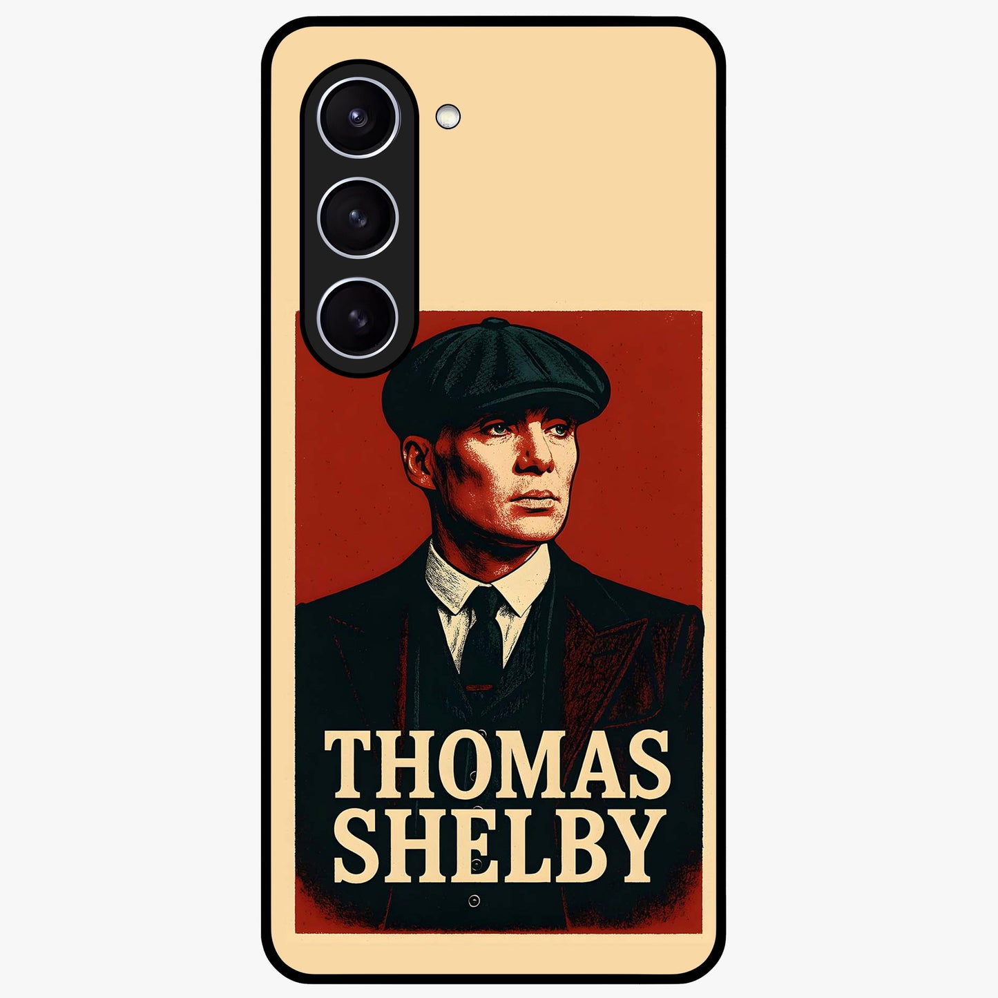 Vintage Mafia Authority Glass Case showing flat back view with bold vintage mafia inspired artwork and glossy glass finish.