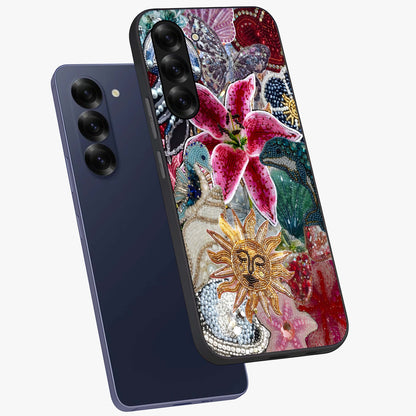 Beaded Garden Fantasy Glass Case displayed in angled mockup highlighting fantasy inspired floral bead pattern.
