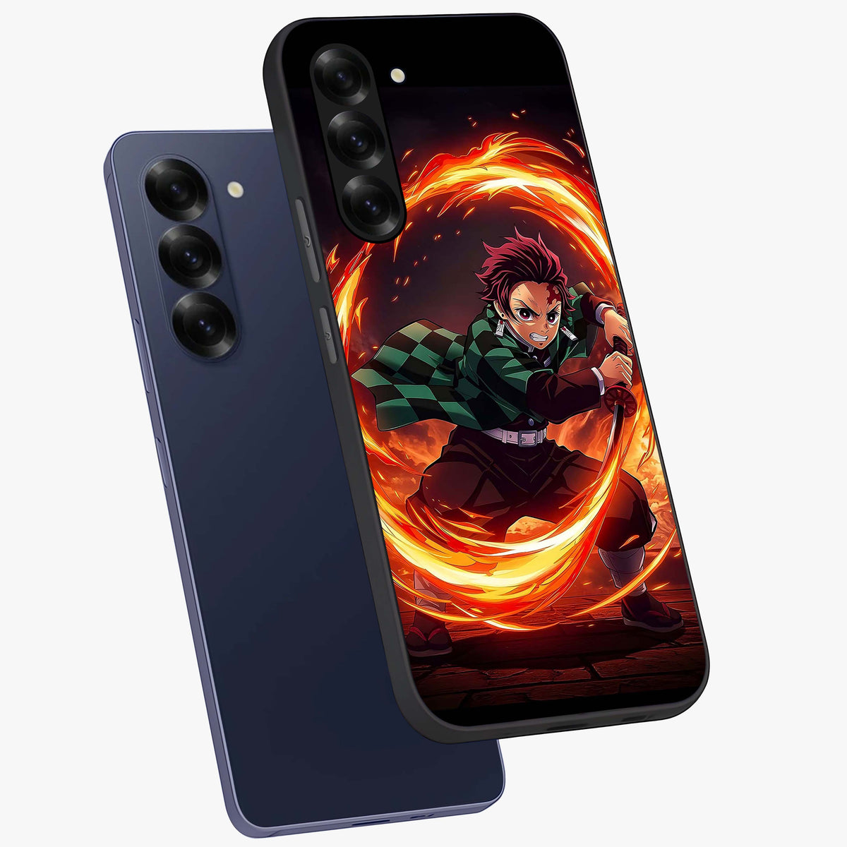 Blazing Sword Resolve Glass Case displayed in angled mockup highlighting powerful sword illustration and bold fantasy theme.
