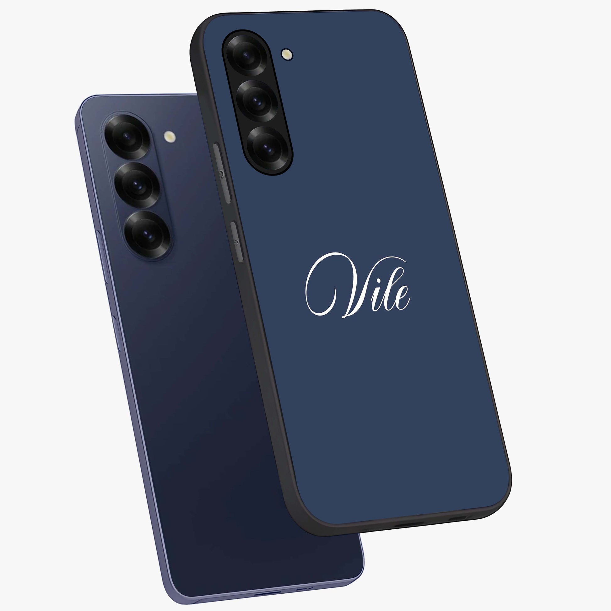 Blue Vintage Floral Pattern Glass Case showing flat back view with elegant vintage floral artwork and glossy glass finish.