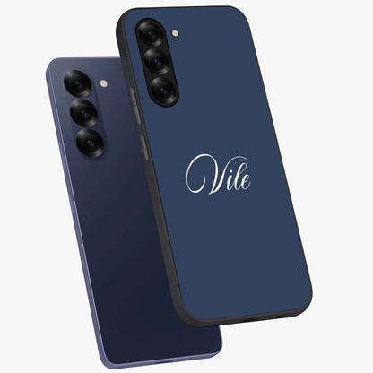 Blue Vintage Floral Pattern Glass Case showing flat back view with elegant vintage floral artwork and glossy glass finish.