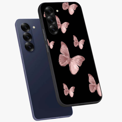 Butterfly Pattern Glass Case displayed in angled mockup highlighting delicate butterfly design and aesthetic pattern style.