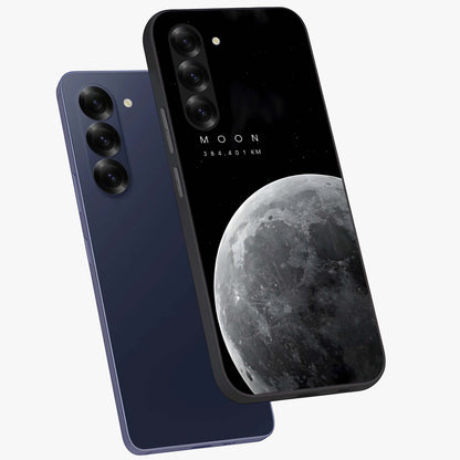 Cosmic Moon Glow Glass Case displayed in angled mockup highlighting celestial moon design with cosmic aesthetic theme.