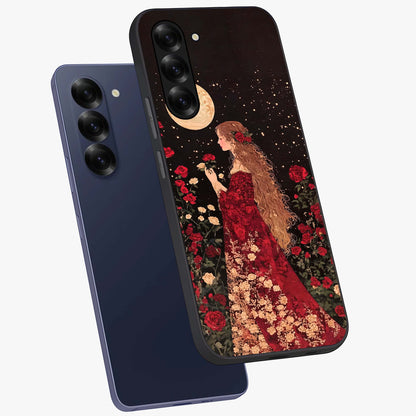 Crimson Dreams Glass Case displayed in angled mockup highlighting soft crimson aesthetic design with artistic theme.