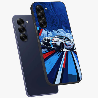 Drift Power Rush Glass Case displayed in angled mockup highlighting powerful drift car design with sporty aesthetic style.