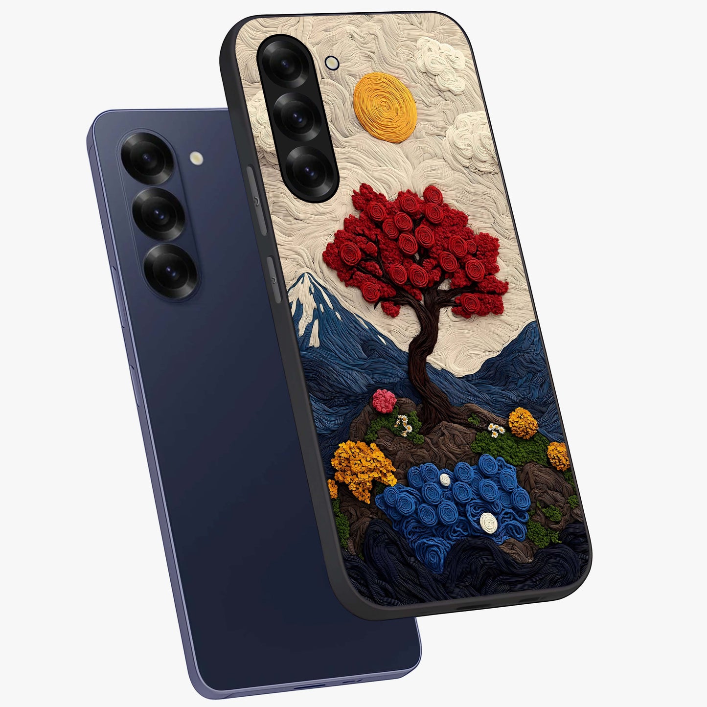 Eternal Nature Tapestry Glass Case displayed in angled mockup highlighting detailed botanical pattern with artistic aesthetic.