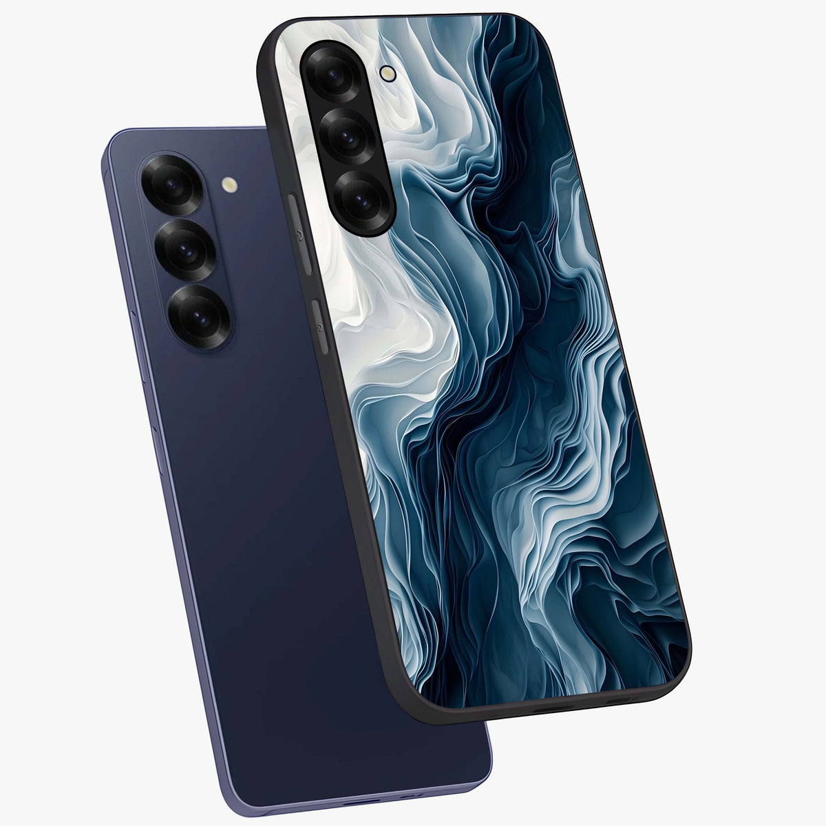Ethereal Paper Marble Glass Case displayed in angled mockup highlighting elegant marble pattern with modern aesthetic style.