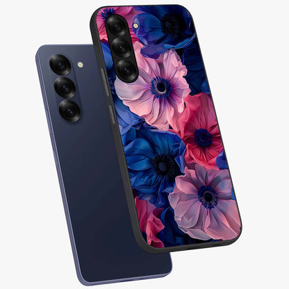 Flower Paper Art Pattern Glass Case displayed in angled mockup highlighting layered paper flower design with artistic aesthetic.
