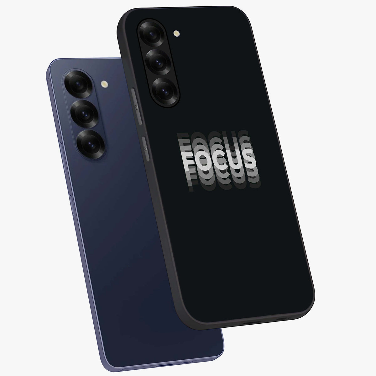 Focus Mode On Glass Case displayed in angled mockup highlighting clean minimal text artwork with modern aesthetic style.