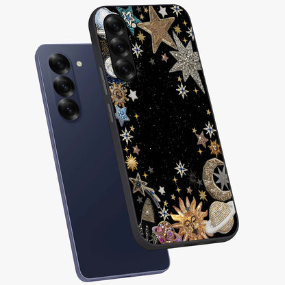 Galactic Jewel Stars Glass Case displayed in angled mockup highlighting shining celestial star design with cosmic aesthetic style.