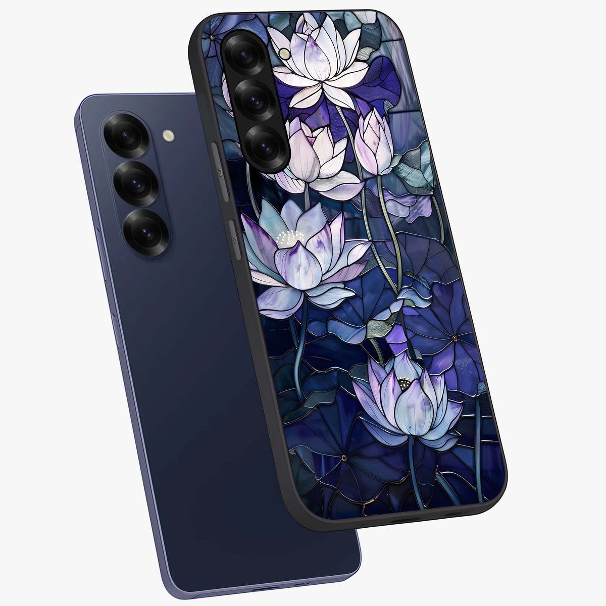 Gloss Petal Rush Glass Case displayed in angled mockup highlighting vibrant petal design with elegant floral aesthetic.