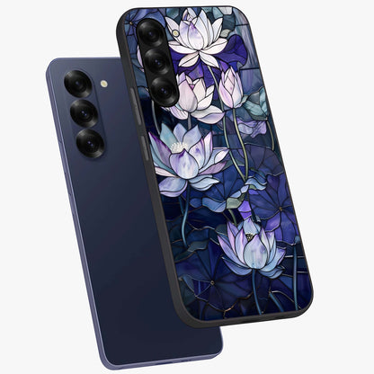 Gloss Petal Rush Glass Case displayed in angled mockup highlighting vibrant petal design with elegant floral aesthetic.