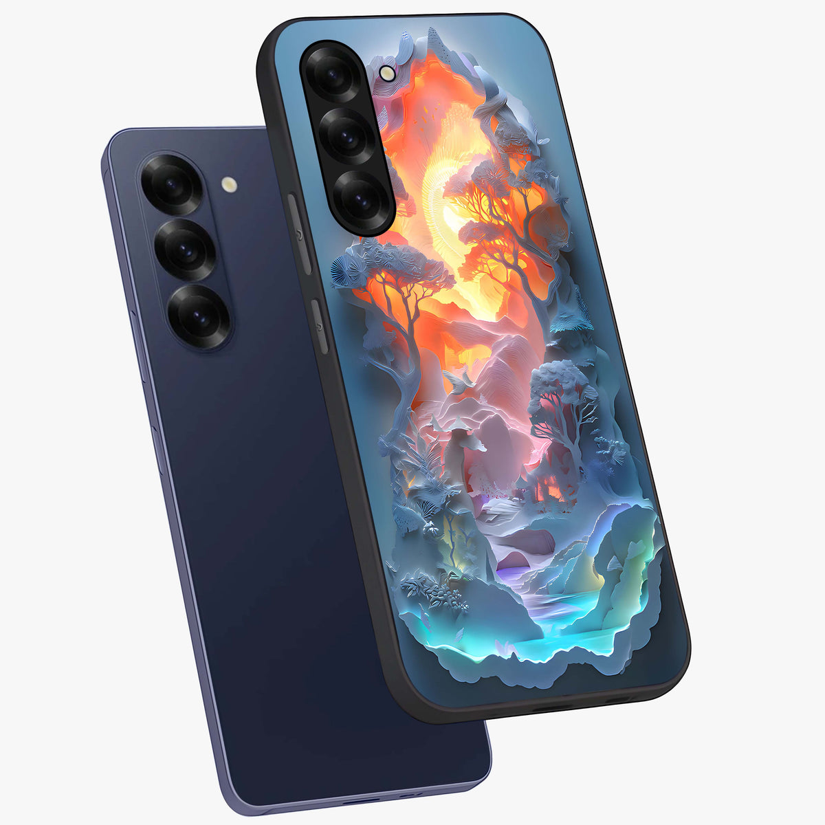 Glow Forest Portal Glass Case displayed in angled mockup highlighting mystical forest design with magical glowing aesthetic.