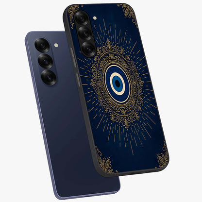 Golden Celestial Charm Glass Case displayed in angled mockup highlighting sparkling cosmic charm design with celestial aesthetic.