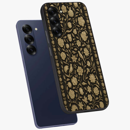 Golden Evil Eye Mandala Glass Case displayed in angled mockup highlighting protective evil eye symbol with golden mandala design.