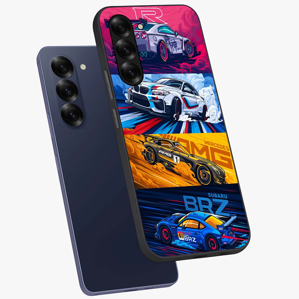 JDM Sports Car Glass Case displayed in angled mockup highlighting sleek Japanese racing car design with automotive aesthetic.