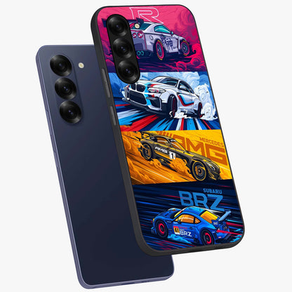 JDM Sports Car Glass Case displayed in angled mockup highlighting sleek Japanese racing car design with automotive aesthetic.