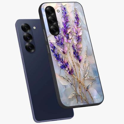 Lavender Dream Glow Glass Case displayed in angled mockup highlighting dreamy purple glow design with soft artistic style.