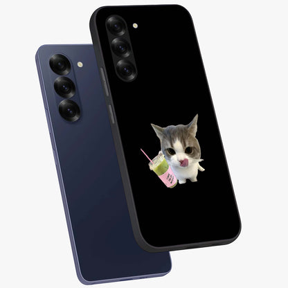 Matcha Cat Style Glass Case displayed in angled mockup highlighting playful feline design with pastel matcha aesthetic.