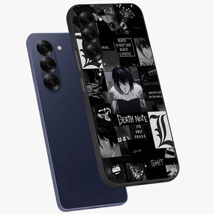 Midnight Chaos Mind Glass Case displayed in angled mockup highlighting chaotic artistic design with dramatic midnight aesthetic.