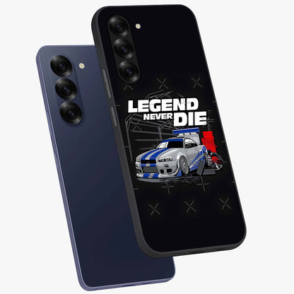 Midnight Racing Legacy Glass Case displayed in angled mockup highlighting dynamic automotive design with bold midnight aesthetic.