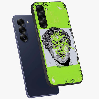 Neo Graffiti Rebellion Glass Case displayed in angled mockup highlighting urban street art design with rebellious aesthetic.