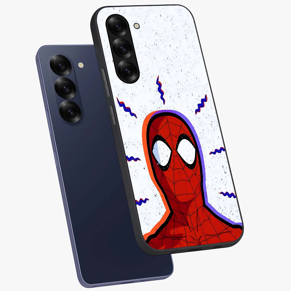 Omg Spiderman Glass Case displayed in angled mockup highlighting dynamic hero illustration with action comic aesthetic.