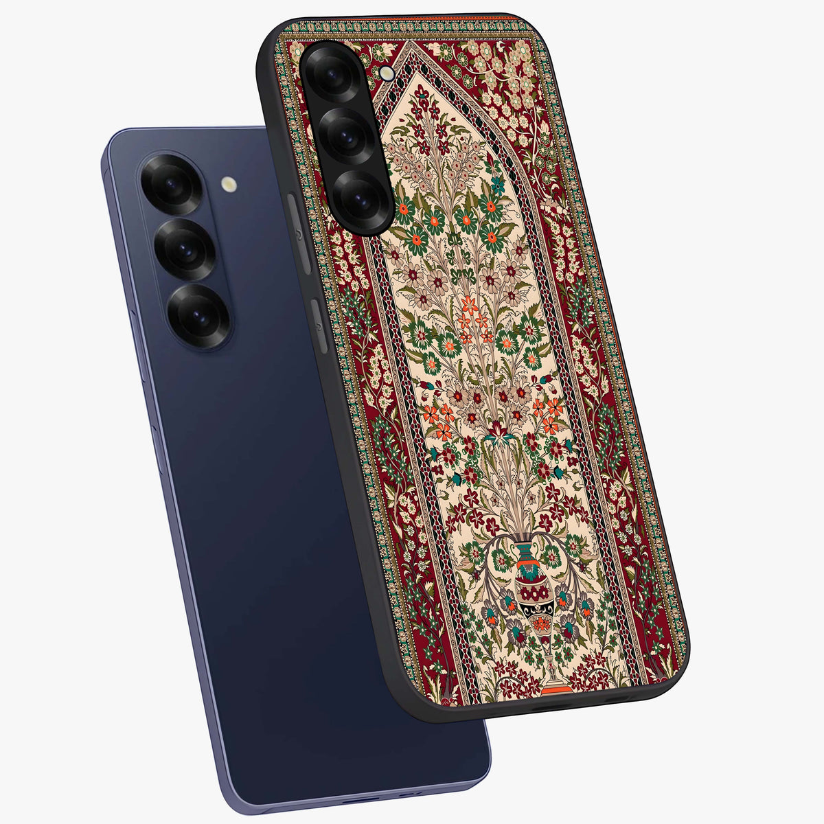 Persian Inspired Glass Case displayed in angled mockup highlighting intricate traditional design with elegant cultural aesthetic.