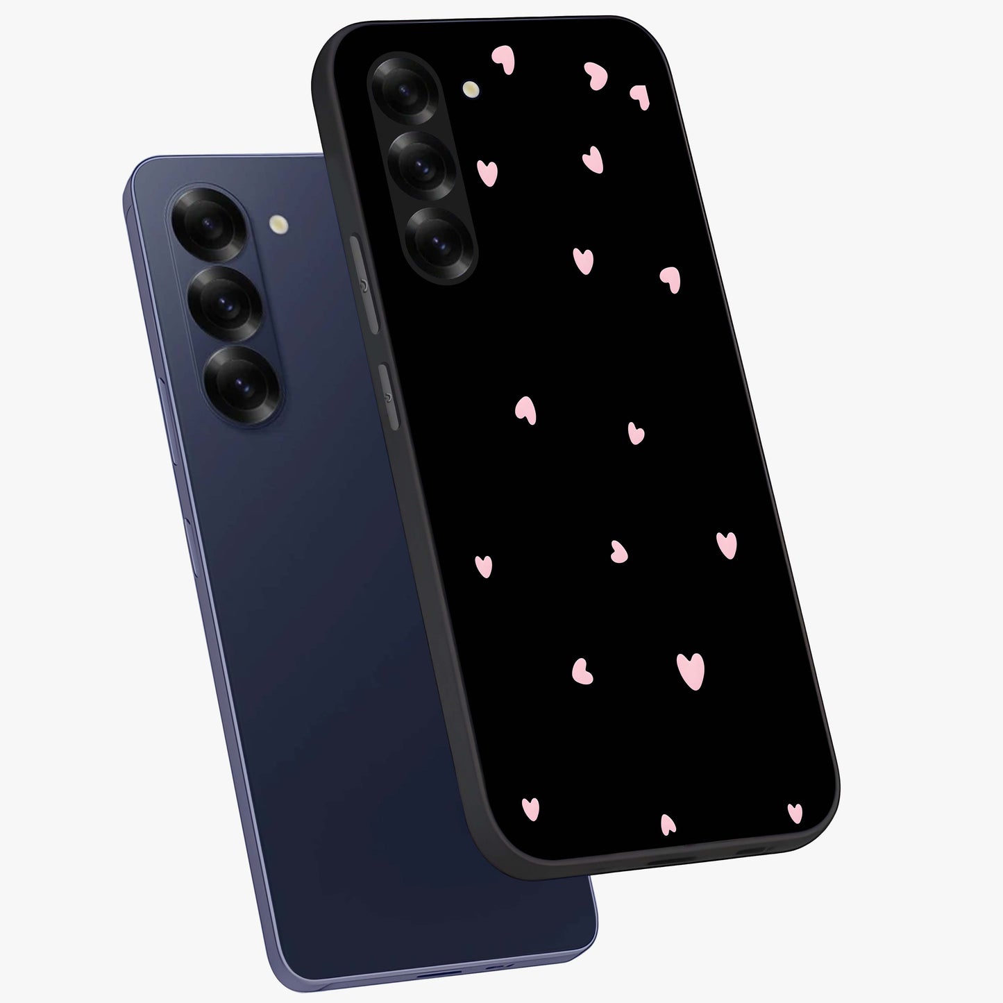 Pink Love Drops Glass Case displayed in angled mockup highlighting cute love drop design with vibrant pink aesthetic.