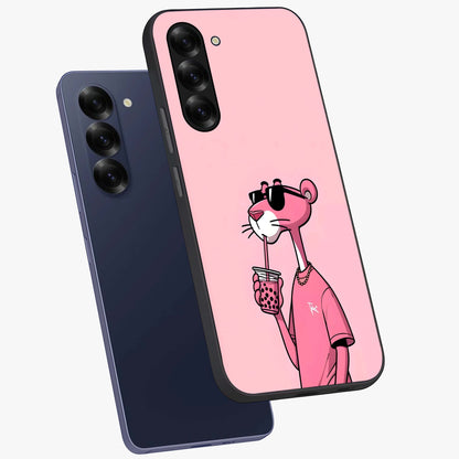 Pink Panther Glass Case displayed in angled mockup highlighting playful cartoon character design with vibrant pink aesthetic.