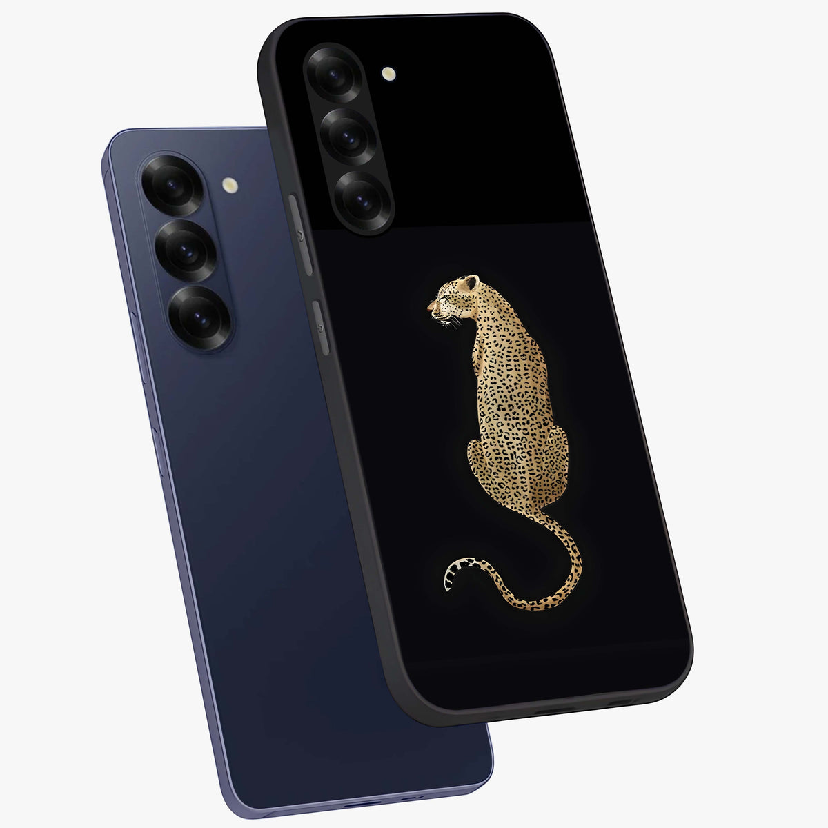 Regal Leopard Glass Case displayed in angled mockup highlighting powerful animal illustration with stylish wild aesthetic.