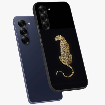 Regal Leopard Glass Case displayed in angled mockup highlighting powerful animal illustration with stylish wild aesthetic.