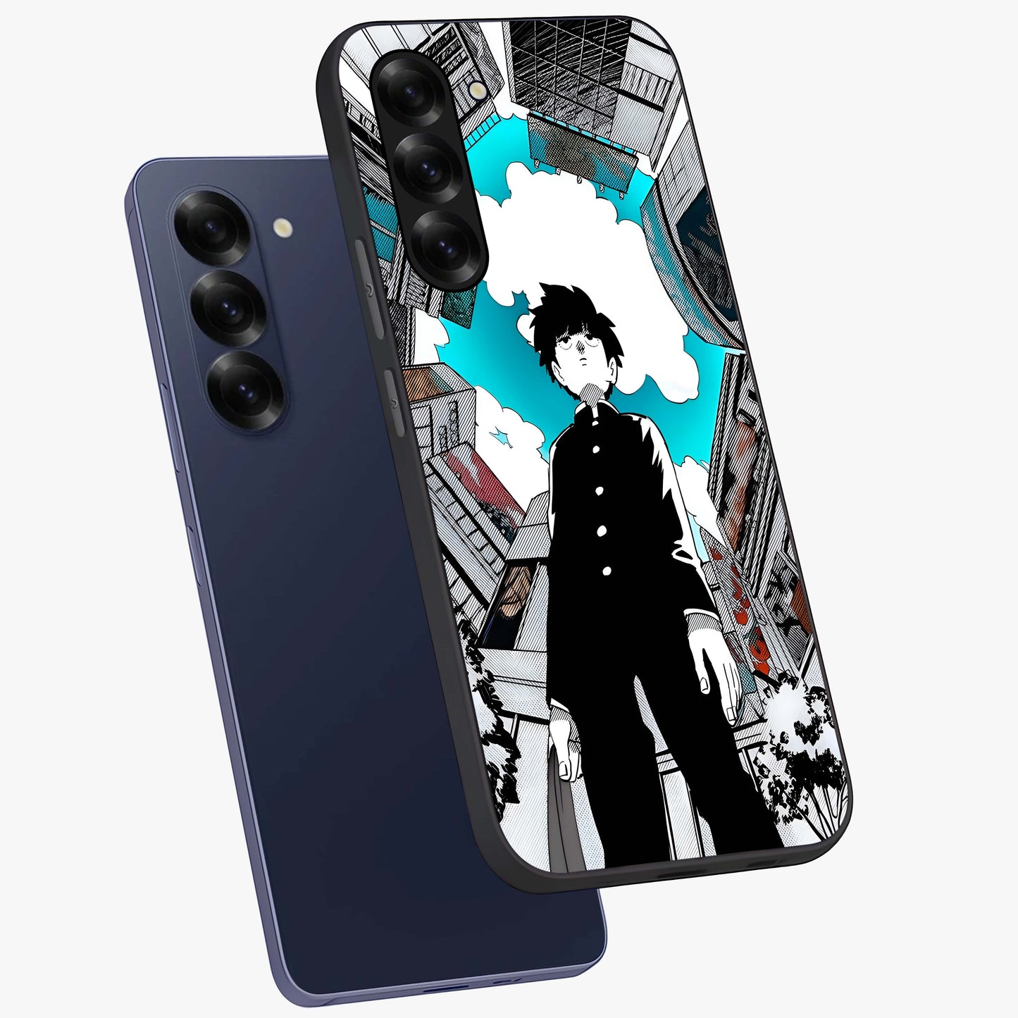 Silent Psychic Awakening Glass Case displayed in angled mockup highlighting spiritual awakening design with cosmic aesthetic.