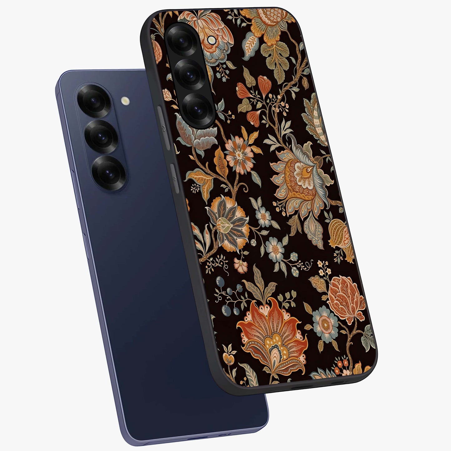 Vintage Floral Dream Glass Case displayed in angled mockup highlighting elegant vintage flower design with soft aesthetic style.