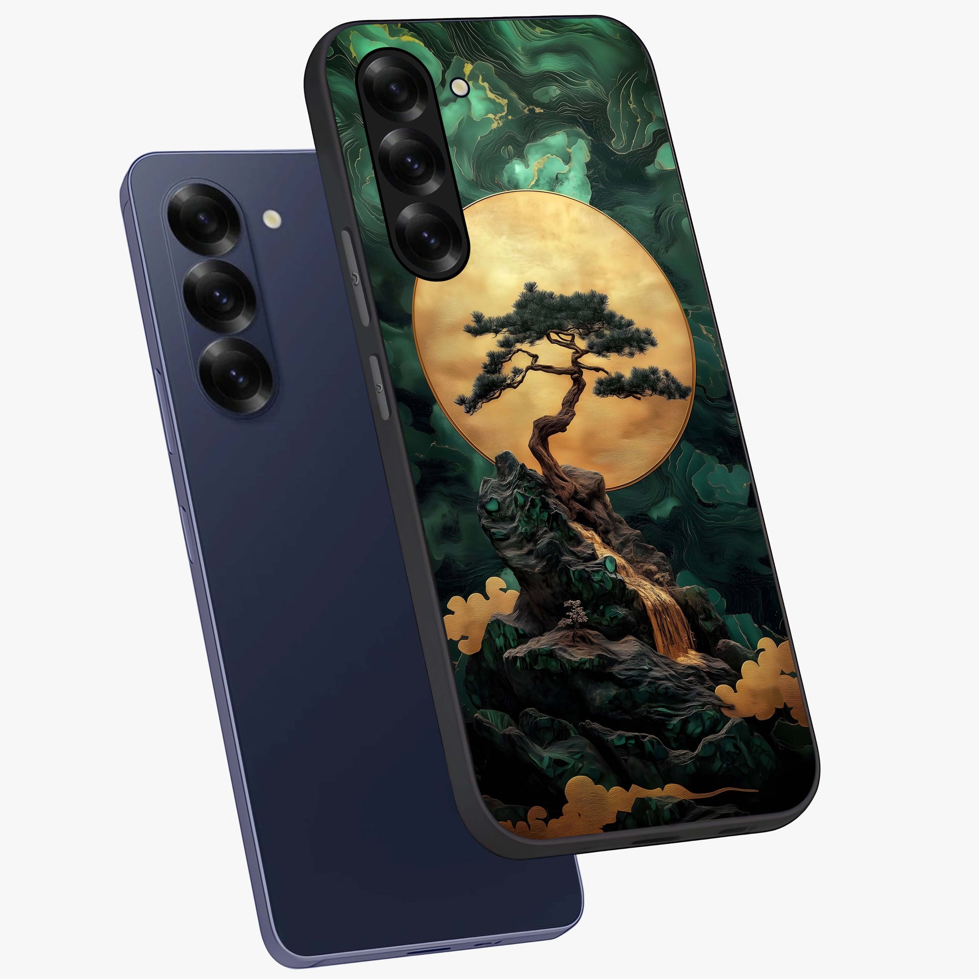 Zen Moon Rise Glass Case displayed in angled mockup highlighting peaceful lunar design with zen aesthetic style.